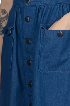 Clearance Kapital 8oz Denim BAKER Jumper Skirt - Indigo