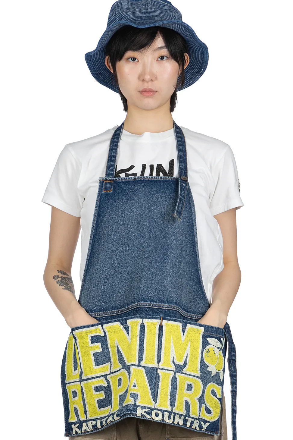 Online Kapital 13oz Denim Damaged AD Apron (DENIM REPAIRS) - 2 Colors