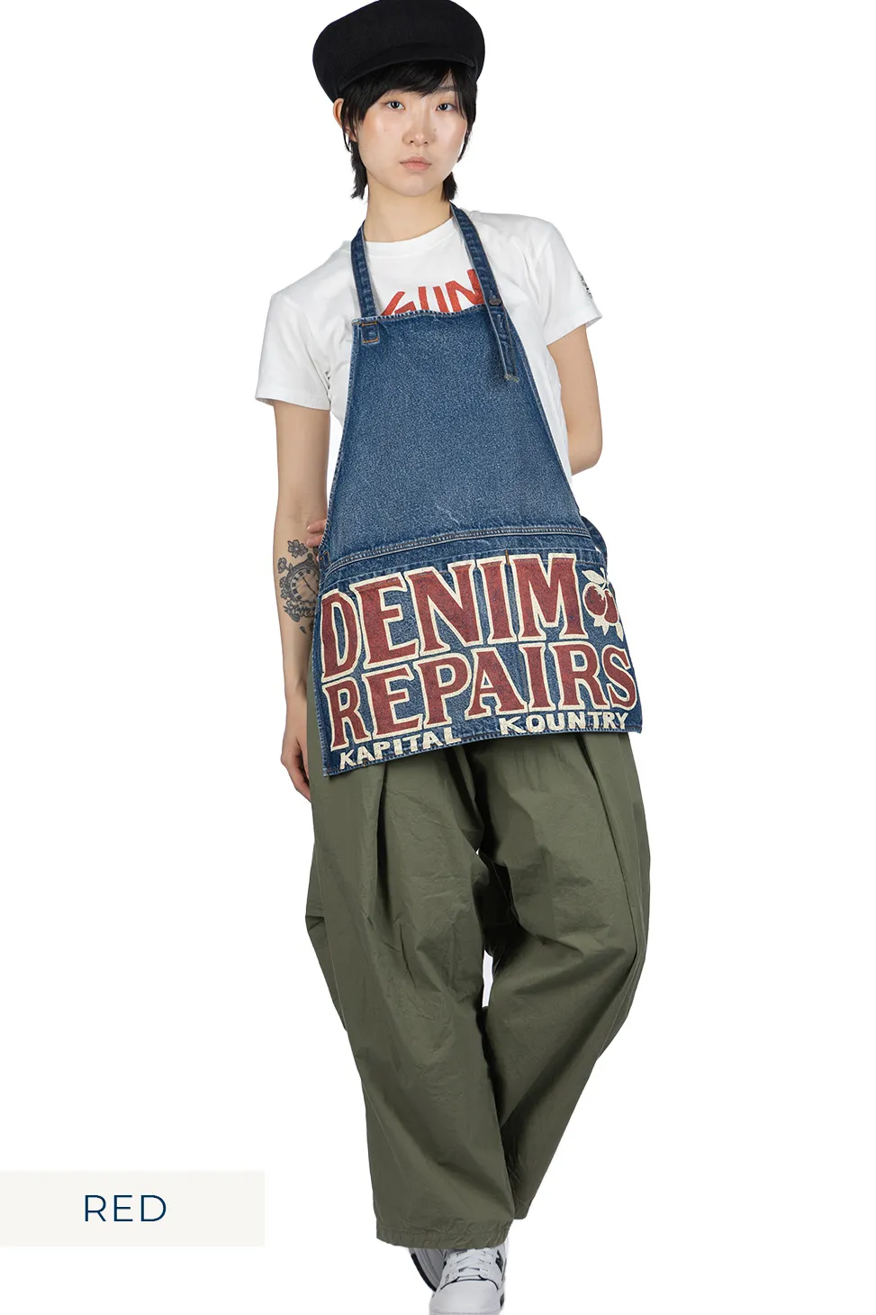 Online Kapital 13oz Denim Damaged AD Apron (DENIM REPAIRS) - 2 Colors