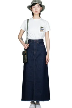 Sale Kapital 13oz Denim High Waisted Maxi Skirt