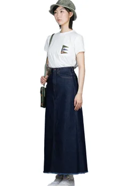 Sale Kapital 13oz Denim High Waisted Maxi Skirt