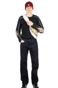 Discount Kapital 14oz Denim 5P TH Straight (BLK-Thread)