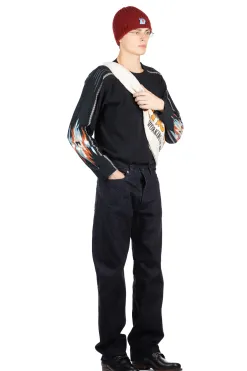 Discount Kapital 14oz Denim 5P TH Straight (BLK-Thread)