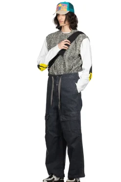 Outlet Kapital 14oz Denim SHOVEL Baggy Pants - Black x Natural