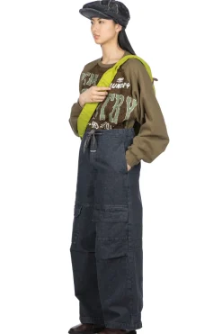 Discount Kapital 14oz Denim SHOVEL Baggy Pants - Black x Natural