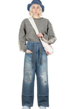 Sale Kapital 14oz Denim W-Knee EASY Baggy Pants - DIXIE LUMBER Remake