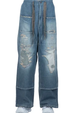 Sale Kapital 14oz Denim W-Knee EASY Baggy Pants - DIXIE LUMBER Remake