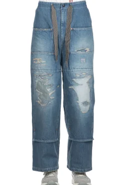 Sale Kapital 14oz Denim W-Knee EASY Baggy Pants - DIXIE LUMBER Remake