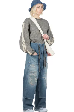 Sale Kapital 14oz Denim W-Knee EASY Baggy Pants - DIXIE LUMBER Remake