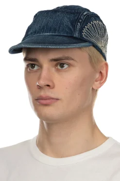 Outlet Kapital 10oz IDGxIDG Denim Camp Cap (FUROSHIKI Embroidery) - Indigo