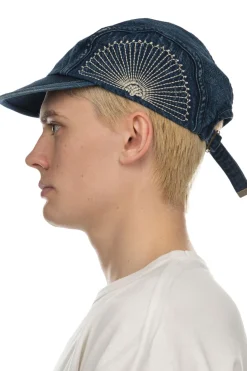 Outlet Kapital 10oz IDGxIDG Denim Camp Cap (FUROSHIKI Embroidery) - Indigo
