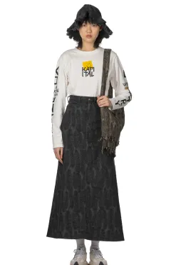 Online Kapital 12oz MAGPIE Denim High Waisted Maxi Skirt - Black x Black