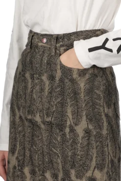 Best Kapital 12oz MAGPIE Denim High Waisted Maxi Skirt - Black x Beige