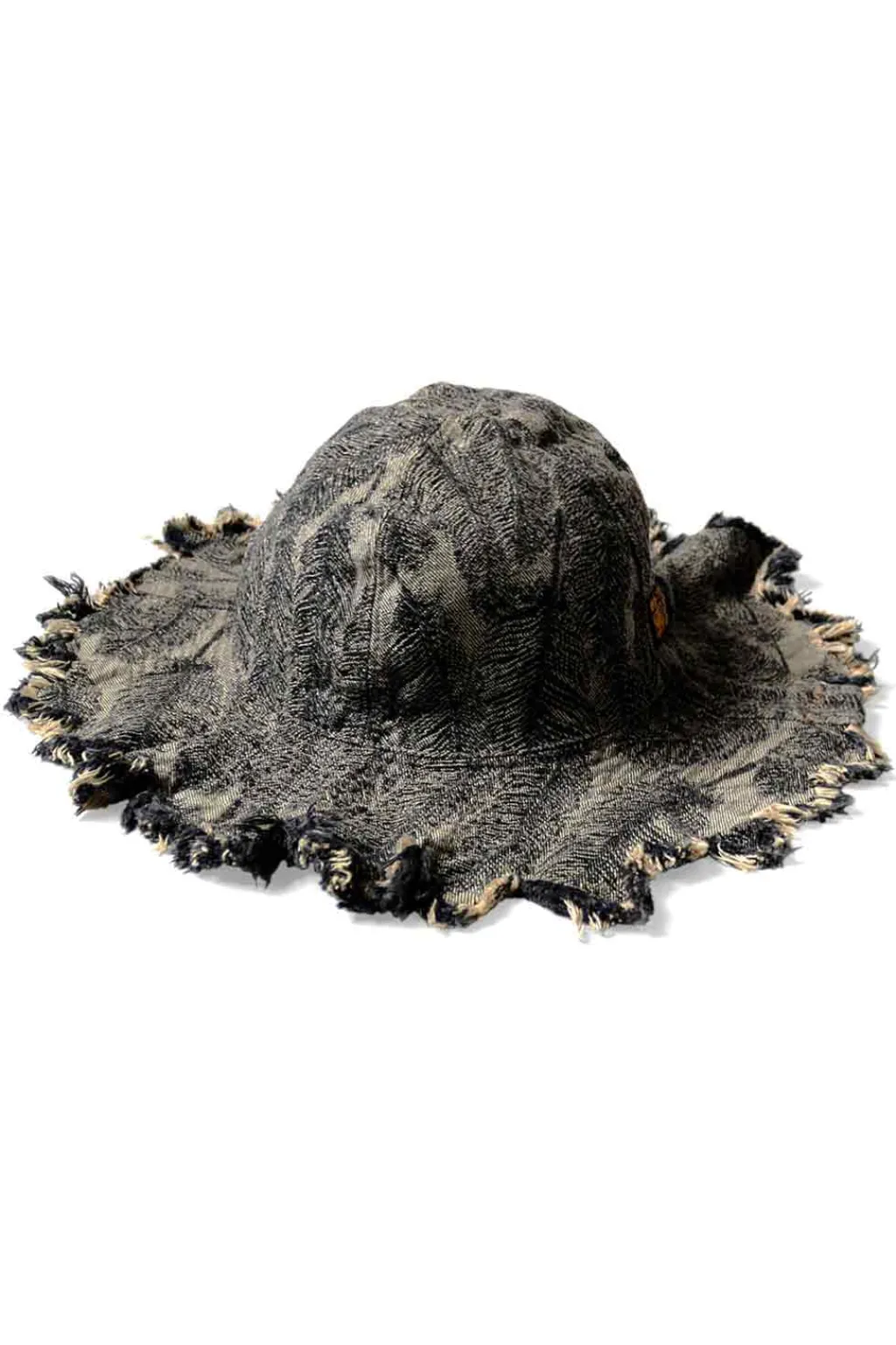 Hot Kapital 12oz Magpie Denim RADIO Tulip Hat - Black x Beige