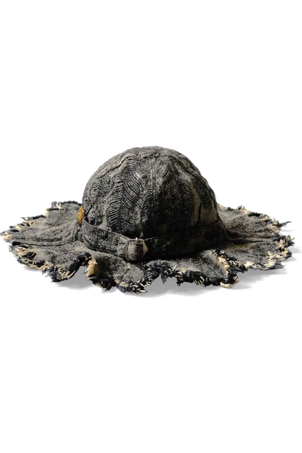 Hot Kapital 12oz Magpie Denim RADIO Tulip Hat - Black x Beige