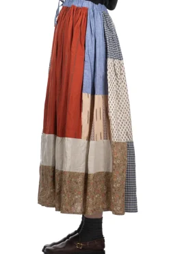 Clearance Kapital Patchwork Gathered Skirt - Trico