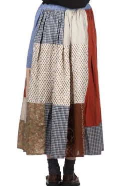 Clearance Kapital Patchwork Gathered Skirt - Trico