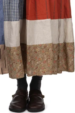 Clearance Kapital Patchwork Gathered Skirt - Trico