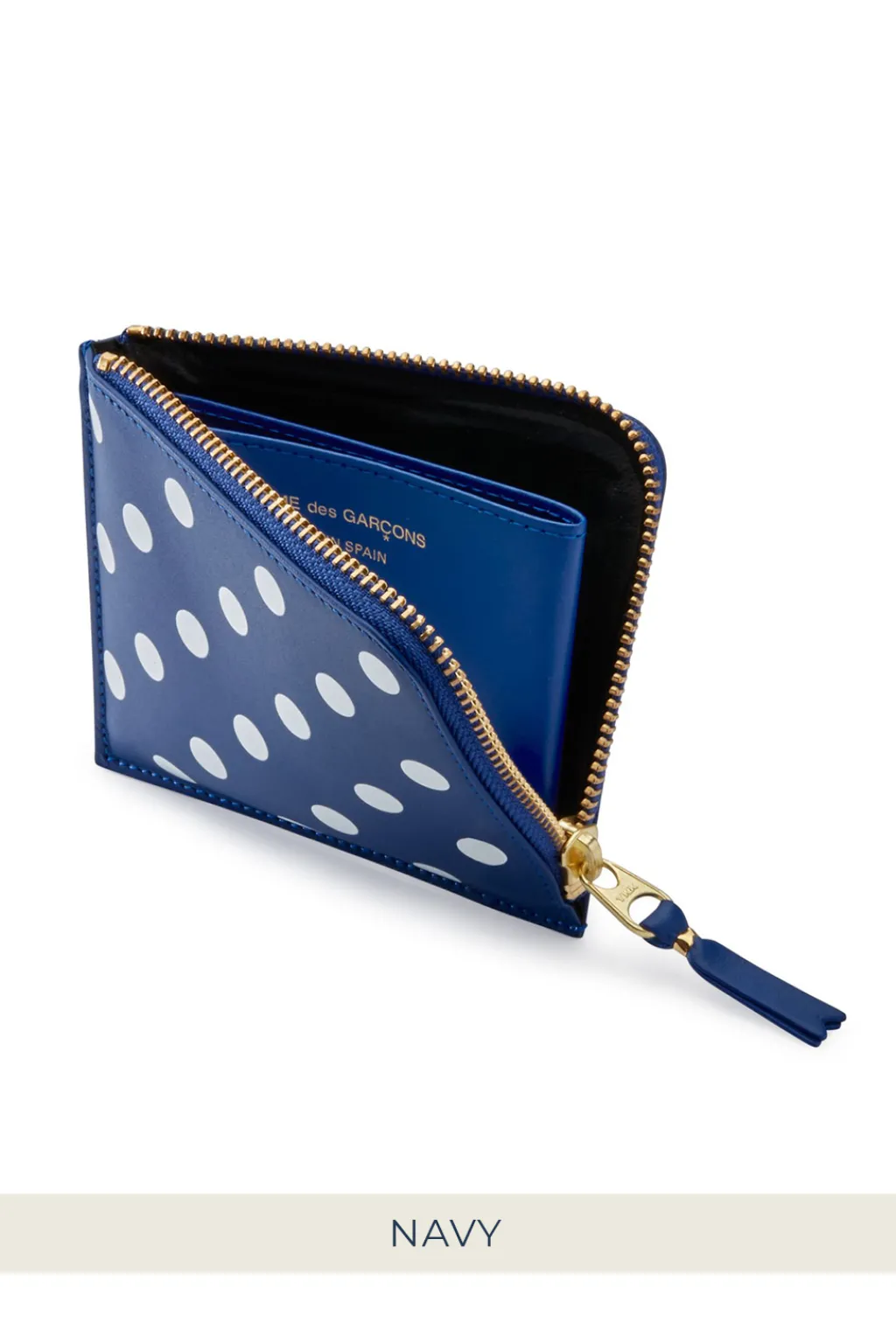Fashion Comme Des Garcons Wallets Polka Dot Printed Leather Zip Wallet - 3 Colour Choices