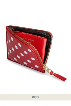 Fashion Comme Des Garcons Wallets Polka Dot Printed Leather Zip Wallet - 3 Colour Choices