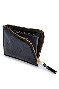 New Comme Des Garcons Wallets Polka Dots Embossed Half Zip Wallet - Black