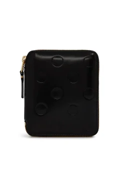 Discount Comme Des Garcons Wallets Polka Dots Embossed Zip Wallet - Black