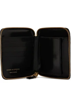 Discount Comme Des Garcons Wallets Polka Dots Embossed Zip Wallet - Black
