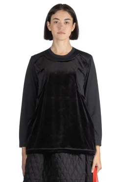 Best Comme Des Garcons Comme Des Garcons Poly x Velveteen LS Top - Black