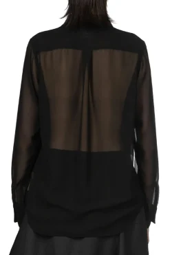 Outlet Comme Des Garcons Comme Des Garcons Polyester Georgette Blouse - Black