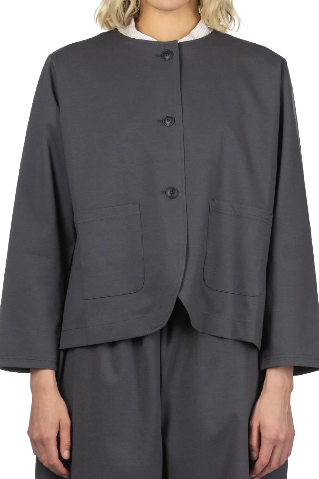 Clearance Nachukara Ponte No Collar Jacket - Charcoal