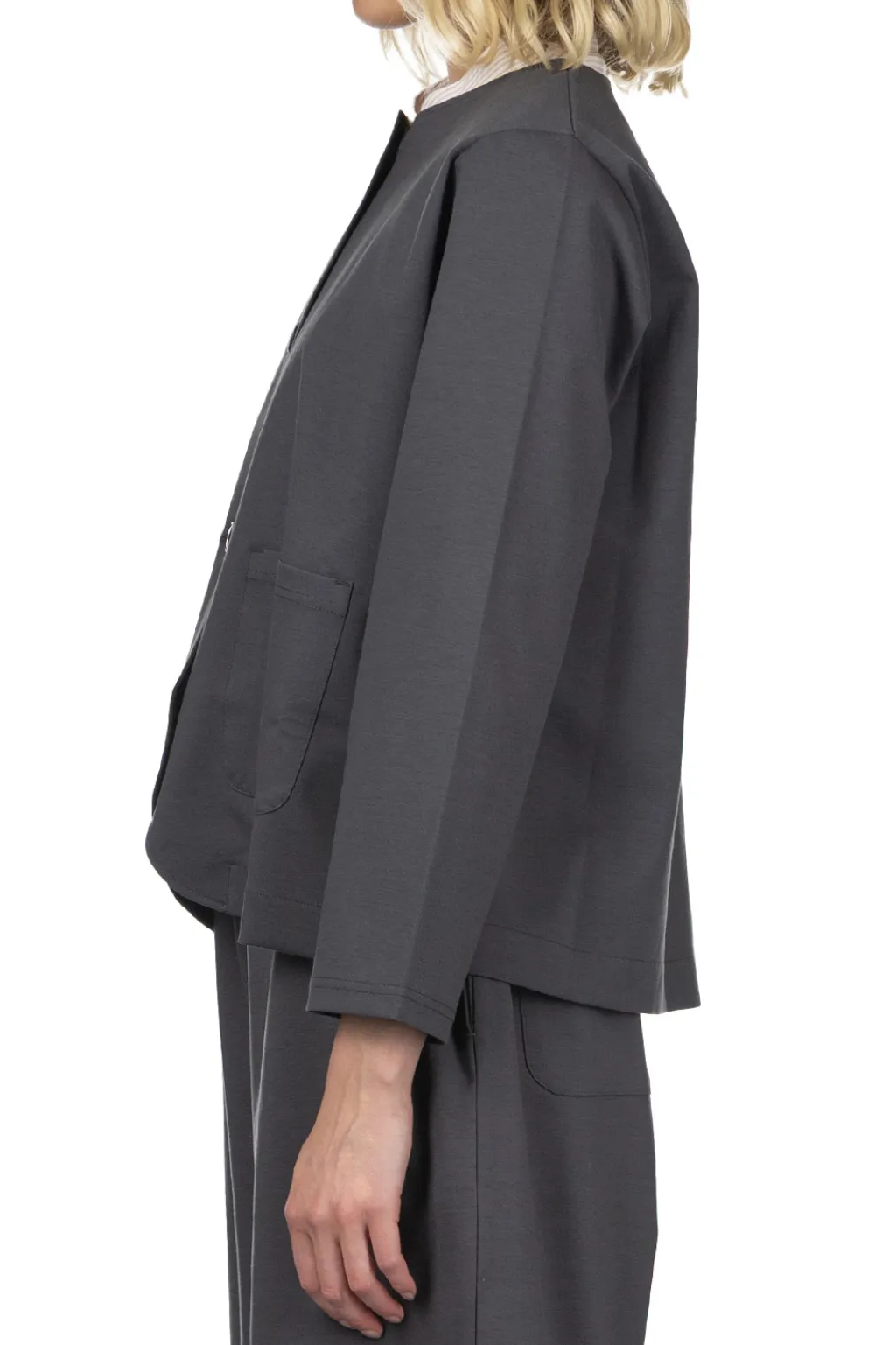 Clearance Nachukara Ponte No Collar Jacket - Charcoal
