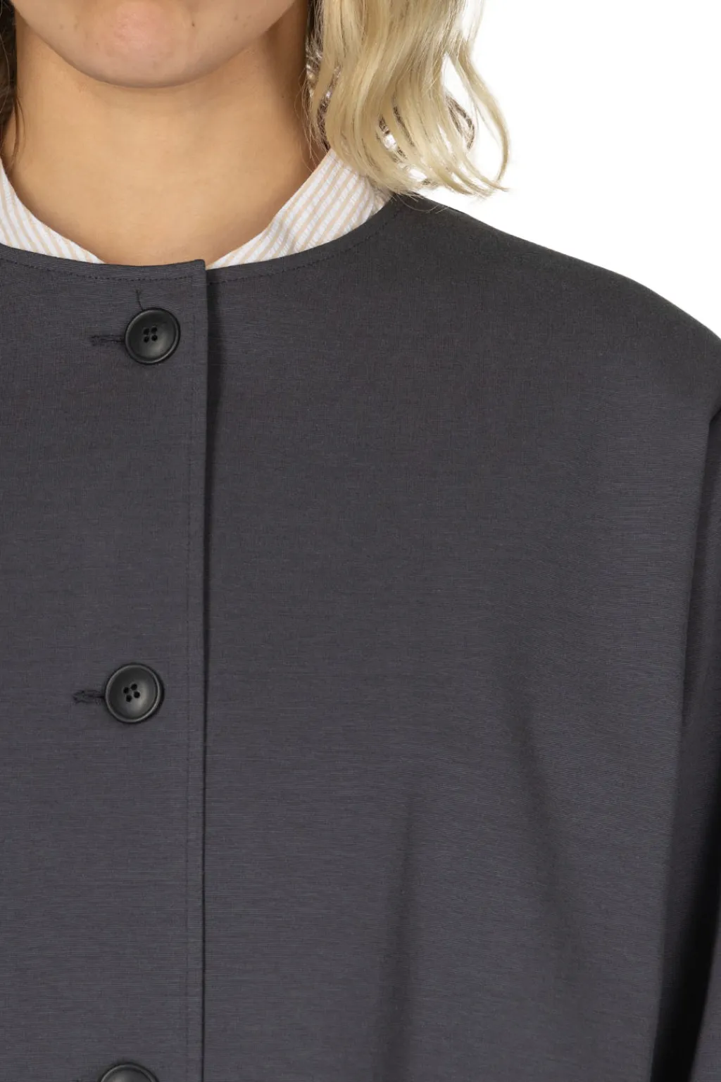 Clearance Nachukara Ponte No Collar Jacket - Charcoal