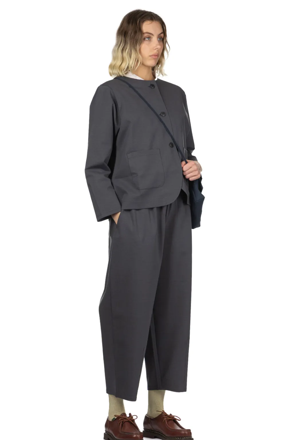 Clearance Nachukara Ponte No Collar Jacket - Charcoal