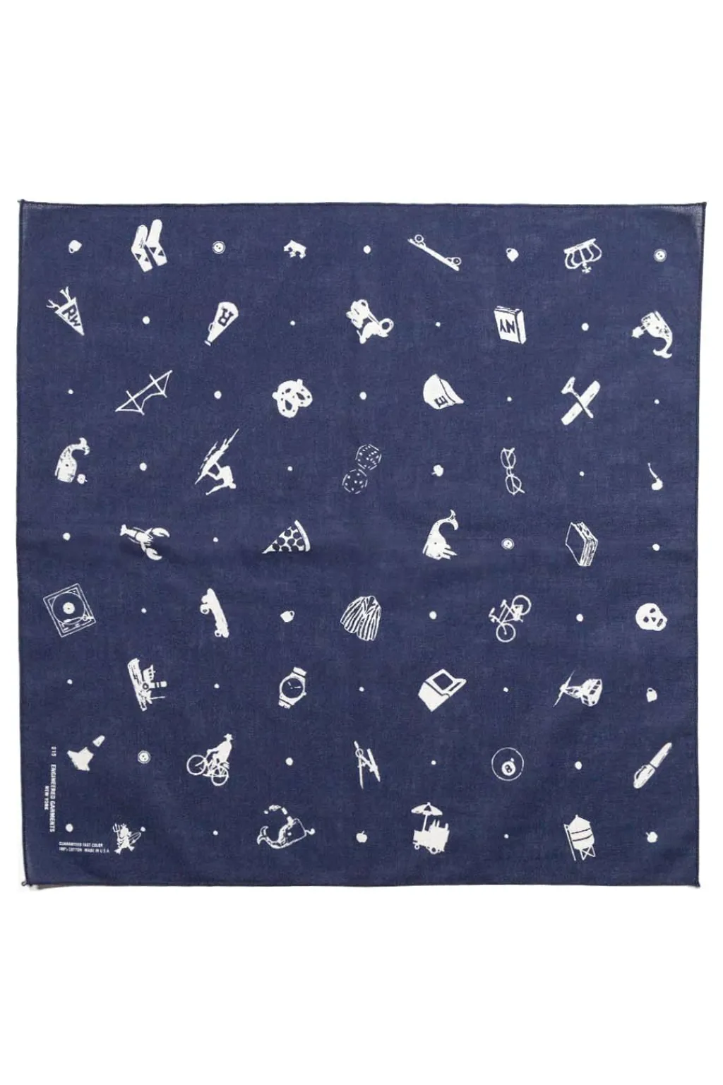 Hot Engineered Garments Printed Bandana - Navy Novelty
