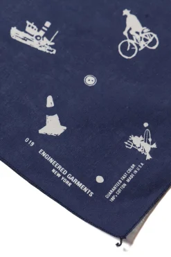 Hot Engineered Garments Printed Bandana - Navy Novelty
