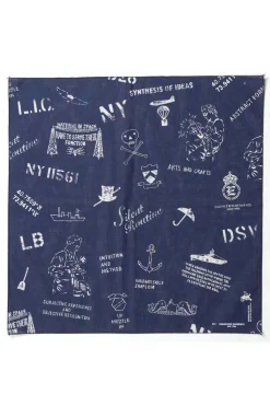 Outlet Engineered Garments Printed Bandana - Navy NY