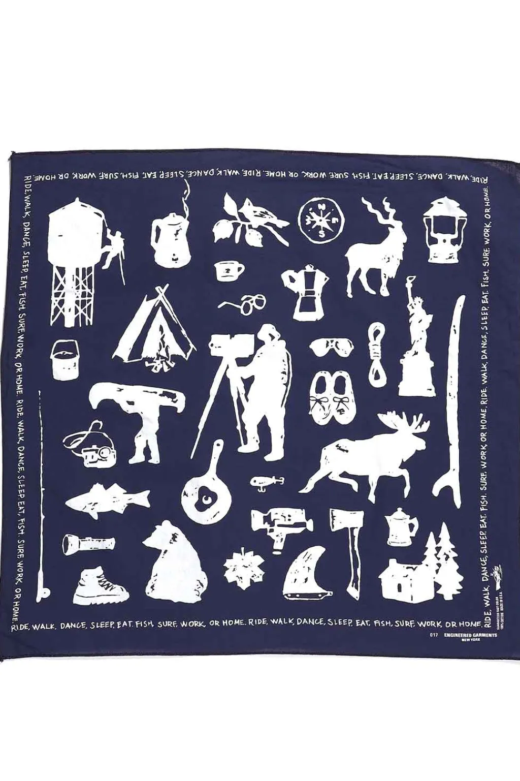 Outlet Engineered Garments Printed Bandana - Navy x Outdoor