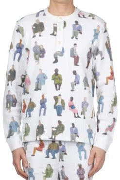 Fashion JW Anderson Printed Waffle Henley Top