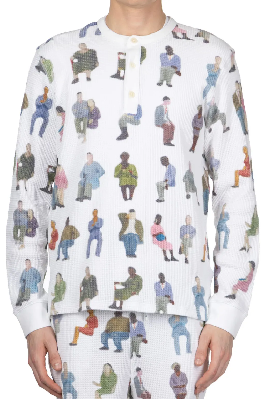 Fashion JW Anderson Printed Waffle Henley Top