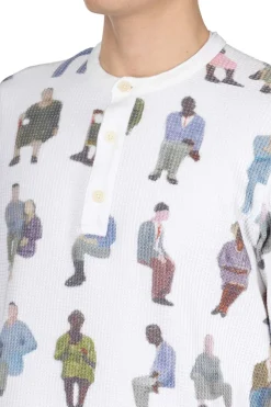 Fashion JW Anderson Printed Waffle Henley Top