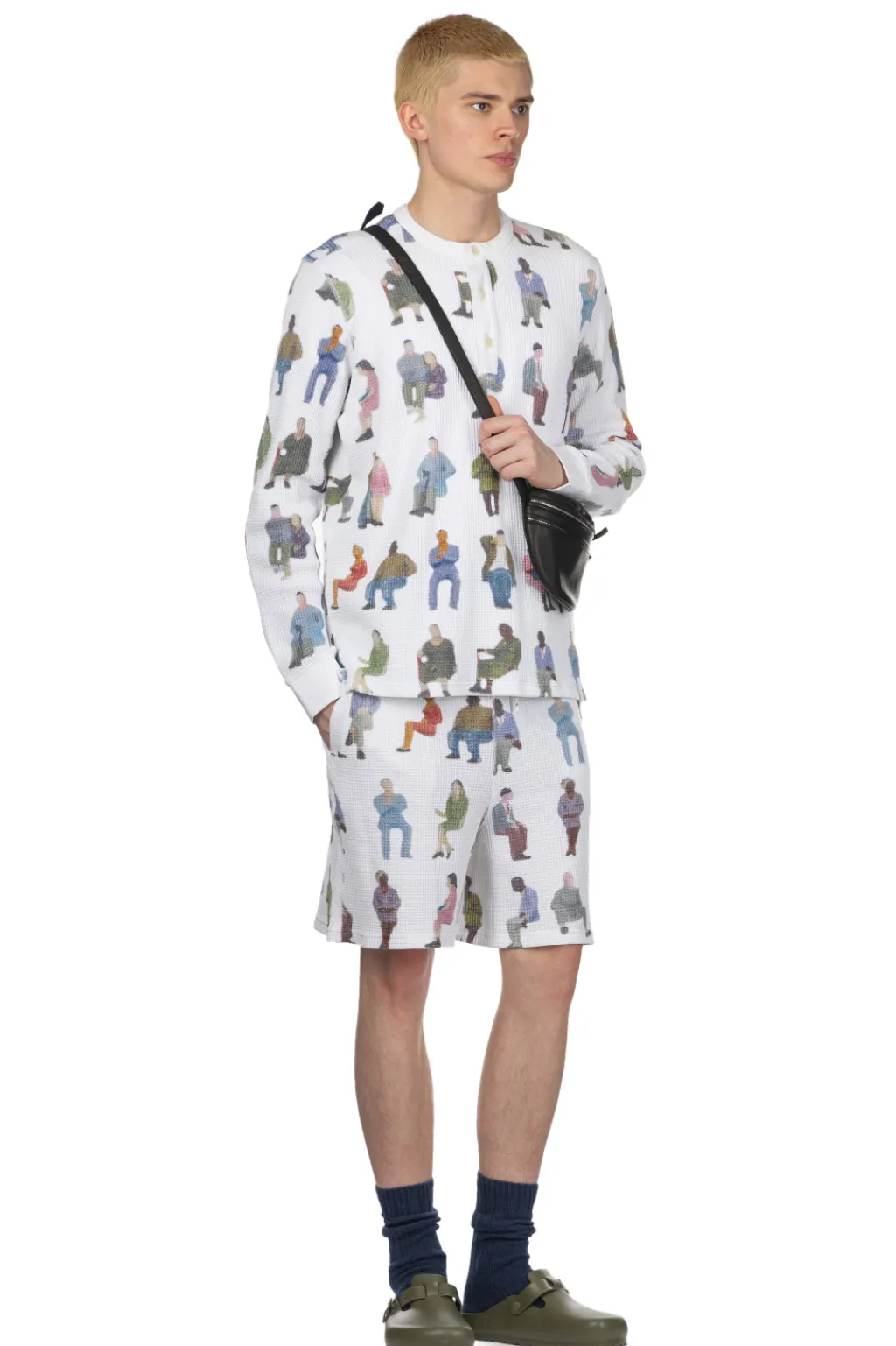 Fashion JW Anderson Printed Waffle Henley Top