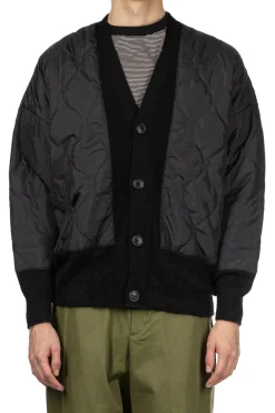 Hot SOFTHYPHEN Quilting Mix Mohair Cardigan - Black