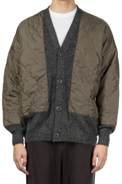 Clearance SOFTHYPHEN Quilting Mix Mohair Cardigan - Grey