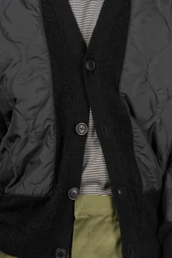 Hot SOFTHYPHEN Quilting Mix Mohair Cardigan - Black
