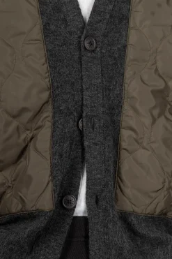 Clearance SOFTHYPHEN Quilting Mix Mohair Cardigan - Grey