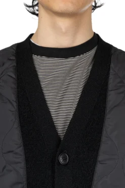 Hot SOFTHYPHEN Quilting Mix Mohair Cardigan - Black