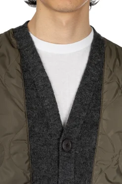 Clearance SOFTHYPHEN Quilting Mix Mohair Cardigan - Grey
