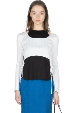 Discount Mame Kurogouchi Random Ribbed Cotton Cropped Top - White