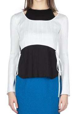 Discount Mame Kurogouchi Random Ribbed Cotton Cropped Top - White