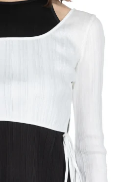 Discount Mame Kurogouchi Random Ribbed Cotton Cropped Top - White